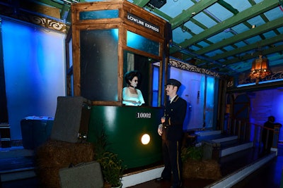 Matching the underlying narrative of the evening, the organizers built part of the trolley car dubbed the Lowline Express. During the evening, the structure was used by a cast of characters, including a conductor, which led guests to a room hidden inside for a surprise performance by banjo player Morgan O'Kane.