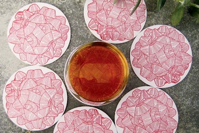 Red Gift Bow letterpress coasters, $10 for eight; pepperpress.com