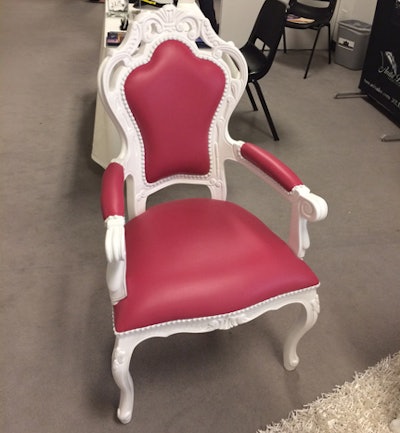 Cort Event Furnishings showcased its Napolean collection. Inspired by royalty, the line's offerings include plush chairs in bright hues such as pink, turquoise, and emerald green.