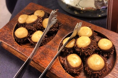 The pastry chefs from Zed451 let guests sample some of the items from the restaurant's group menus. Included: peanut-butter bonbons.