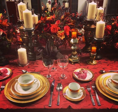 M&M Special Events set a lavish table using a fall-theme color palette.