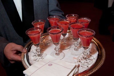 And for the adults, servers passed small blood-orange martinis in sugar-dusted glasses.