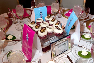 At the dinner tables, a sign read: 'In the Land of Sweets, it is proper etiquette to eat dessert first.' For guests who wanted to abide by the Nutcracker-inspired protocol, tables held gold-dusted red velvet cupcakes from Magnolia.