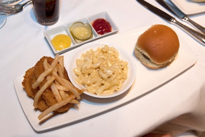 Two separate menus catered to children and adults: While parents ate pumpkin ravioli with sage and brie, kids had burgers, mac 'n' cheese, and an 'onion ring volcano' filled with French fries.