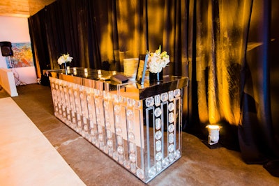 Another custom bar had rows of oversize crystals across its front.