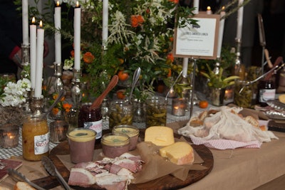 The buffet, anchored by a festive centerpiece, contained a spread from Leoci's Fine Foods, an offshoot of Leoci's Trattoria in Savannah. The menu included items such as salumi and raspberry jalapeño jam.