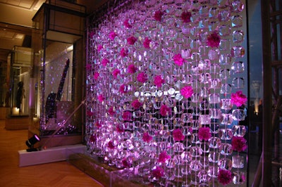 An ice curtain with purple flowers divided the reception and dining areas at the Royal Conservatory of Music’s annual gala in Toronto in 2008.