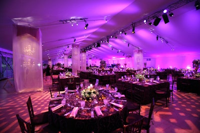 The National Symphony Orchestra’s season opening ball in 2009 featured a reception tent bathed in a lilac-hued geometric light pattern.