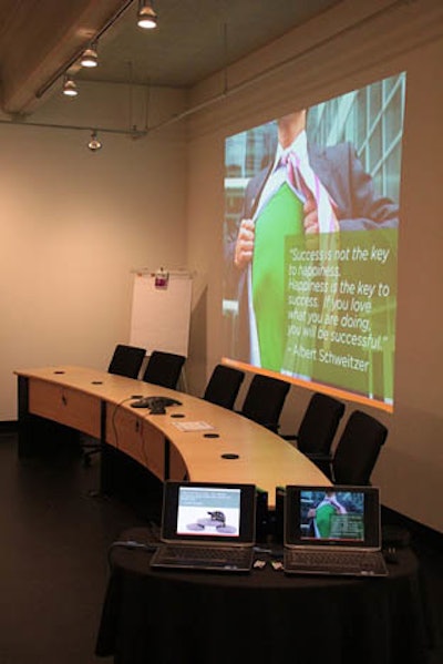 The six-person panel desk for events with multiple speakers