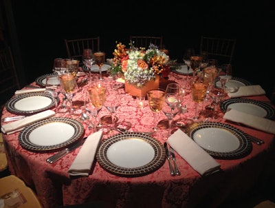 DC Rental provided a mix of white, blush, and gold linens for the dinner tables to complement the soft pinks, corals, and light blues—all colors traditionally found in the architecture and paintings of Florence, Rome, and Venice—in the flower arrangements.
