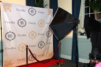 Compact setup with custom logo printed step-and-repeat backdrop