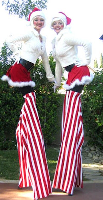 Silk Sisters Stilts Santa 1