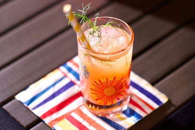Summery cocktails such as spiked lemonade were served in mini glasses from the Crate & Barrel line.