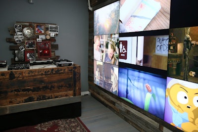 On the first floor, a video wall showcased YouTube footage of Sundance Film Festival panels; there were also clips from YouTube users who had created short videos.