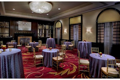 The Morgan Ballroom is newly renovated and features floor-to-ceiling windows and a fireplace.
