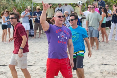 Restaurant Impossible's Robert Irvine was among the chefs who played volleyball during the afternoon 'Chillin' N' Grillin'' event at the Four Seasos Resort Palm Beach's oceanfront pool terrace.