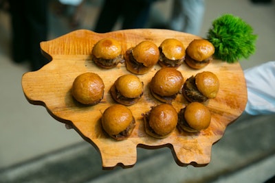 Pulled pork sliders were placed atop an appropriately pig-shaped platter.