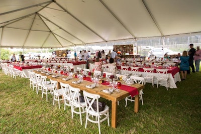 A farm-to-table lunch at Swank Specialty Produce's hydro-natural farm was decorated with rustic rentals from Panache Party Rentals.