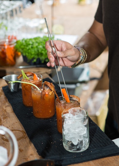 Bloody Mary garnishes included traditional celery but also carrots and bacon at the farm-to-table luncheon, which was dubbed 'Southern Comfort: A Hair of the Dog Experience.'