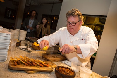 Chef David Burke put lemon zest on a dish served at one of the closing events, dubbed the Last Supper, at Buccan restaurant in Palm Beach. Chefs Todd English and Clay Conley and pastry chef Joanne Chang also served dishes for the multicourse meal.