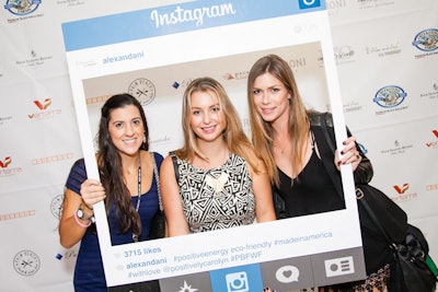 In a twist on the oversize photo frame, the prop at the Grand Tasting was designed like the Instagram app and had several pre-written hashtags and a username from sponsor Alex and Ani, a jewelry brand.