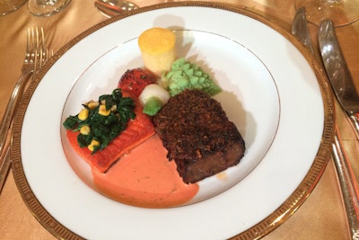 This year’s Golden Globes entrée will be Mediterranean spice crusted braised beef short rib and sautéed smoked filet of Atlantic sea trout with spinach sweet corn ragout and light cream of tomato dill sauce.