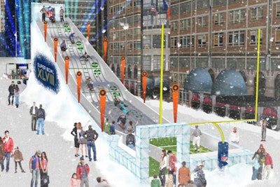 A giant toboggan will run through Midtown Manhattan as part of Super Bowl Boulevard.