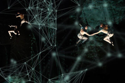 Wall and bungee dancers