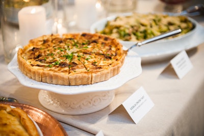 Gage took inspiration from the Lee Brothers cookbook, which the chefs spoke about the following day at a hosted luncheon, for her Vidalia onion tart with an herb pastry crust served on the buffet tables.