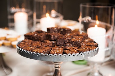 Salted-caramel brownies were the only dessert served for chocolate lovers.