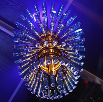 Other brands also incorporated their products into the decor, including Bud Light, whose activation played host to concerts as well as Playboy's party. A chandelier was made using aluminum beer bottles.
