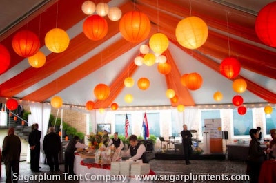 Orange swagging and rice paper lanterns