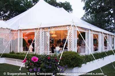 White High-Peak tent with lattice