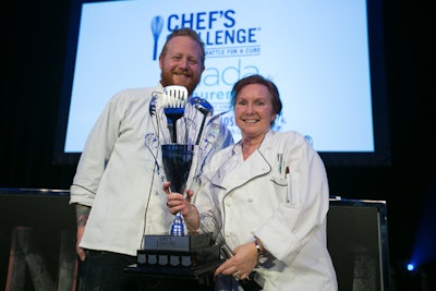 The winning team, which was led by chef Derek Dammann, took home a trophy decked with kitchen utensils.