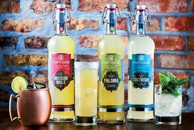 Crafthouse Cocktails offers pre-batched cocktails, $19.95, in recyclable bottles. The mixologist-created drinks come in flavors such as Moscow Mule; they’re also gluten-free and made with natural ingredients.