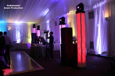 Dance floor lighting, totems and moving heads
