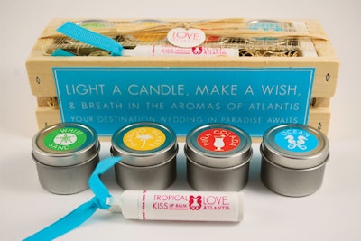 Gifts for the Good Life creates customized soy candle gifts. The sets, from $28, contain four hand-poured candles, matches, and lip balm.