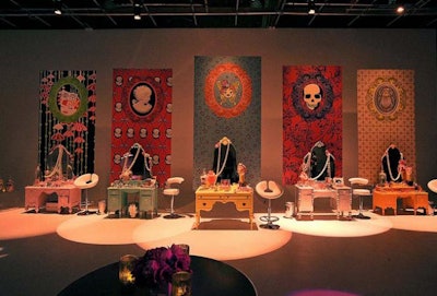 When Tarina Tarantino launched a beauty line in 2010, the event bore the same kitschy and whimsical characteristics as the designer's jewelry and accessories collection. Jes Gordon Proper Fun produced and designed the event at Siren Studios in Hollywood, which saw a row of colorful vanities festooned with jumbo baubles line a far wall.