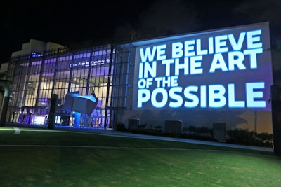 The event's theme—the Art of the Possible—was projected on the venue's façade.