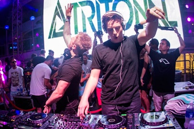 Tritonal played a nonstop set of dance tunes back on the boat during Groove Cruise X.