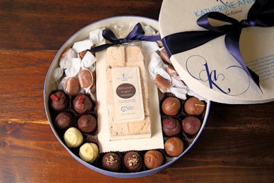 Handmade treats from Katherine Anne Confections contain no artificial preservatives, flavors, or colors. Truffle boxes, from $9.50, are filled with chocolates, marshmallows, and caramels in seasonal flavors.