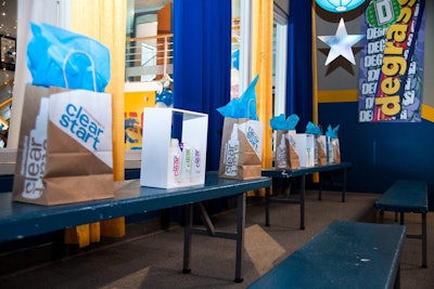 Samples of the product were displayed on cafeteria tables.