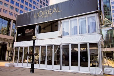 The Double Decker Tent from Regal Tent can be topped with a flat-top façade (pictured), which hides the peak of the tent and creates a more boxlike shape, providing an area for customization. The structure can be built with glass, hard, or vinyl walls. The smallest size, at 50 by 16 feet, holds about 150; larger formats hold as many as 1,500. The tent is available for rent anywhere in North America and the Caribbean; prices vary.