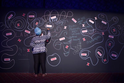 At TEDActive, the TEDx Action Lab was a space for the 300-plus TEDx organizers from around the world to convene, watch TED talks, and share messages on a giant, evolving chalkboard.