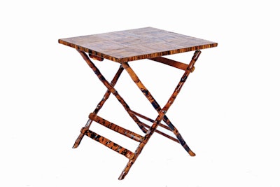 Bamboo cocktail table, $25, available in South Florida from Atlas Party Rental