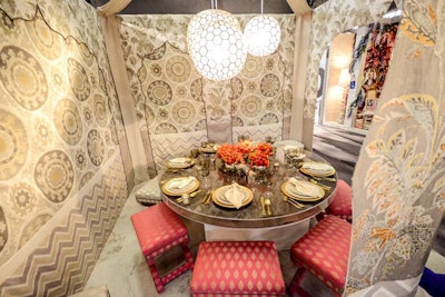 Echo Design’s area was inspired by its latest fabric collection, Heirloom India, and sought to transport guests to a world of pattern and color.