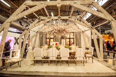 Inspired by the company’s Spring 2014 fashion collection, Ile Saint Louis, the Ralph Lauren table boasted an unassuming, bohemian elegance with vintage-inspired and industrial designs softened by a muted purple, green, and oyster palette.