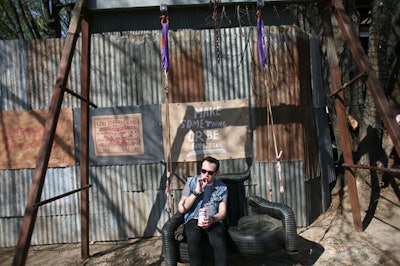 In 2009, Levi's and The Fader teamed up for the Levi's/Fader Fort at South by Southwest in Austin, Texas. The entire perimeter of the fort was lined with sheets of old metal, plywood, and subtle (as well as not-so-subtle) messaging for Levi's.