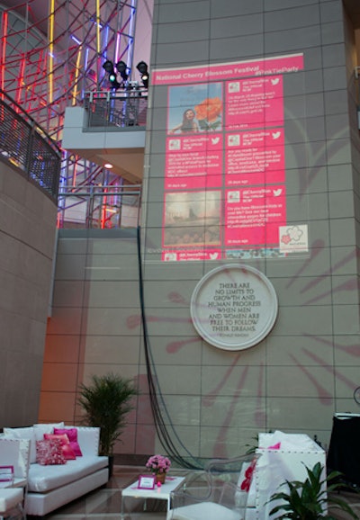 Tysons Corner Center sponsored the social wall showcasing the tweets and Instagram posts using the #PinkTieParty hashtag.