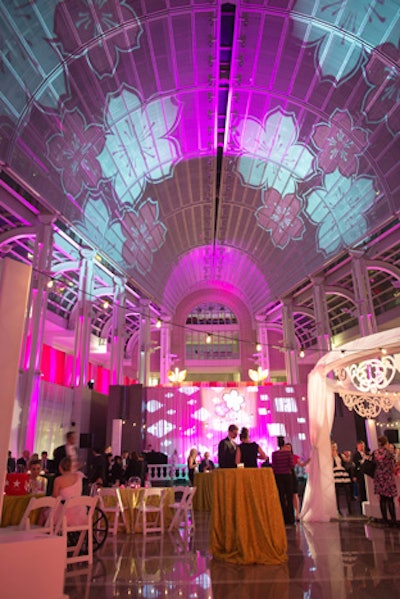 Projection Presentation Technology projected the festival's signature cherry blossom designs onto the ceiling of the Ronald Reagan Building's atrium.